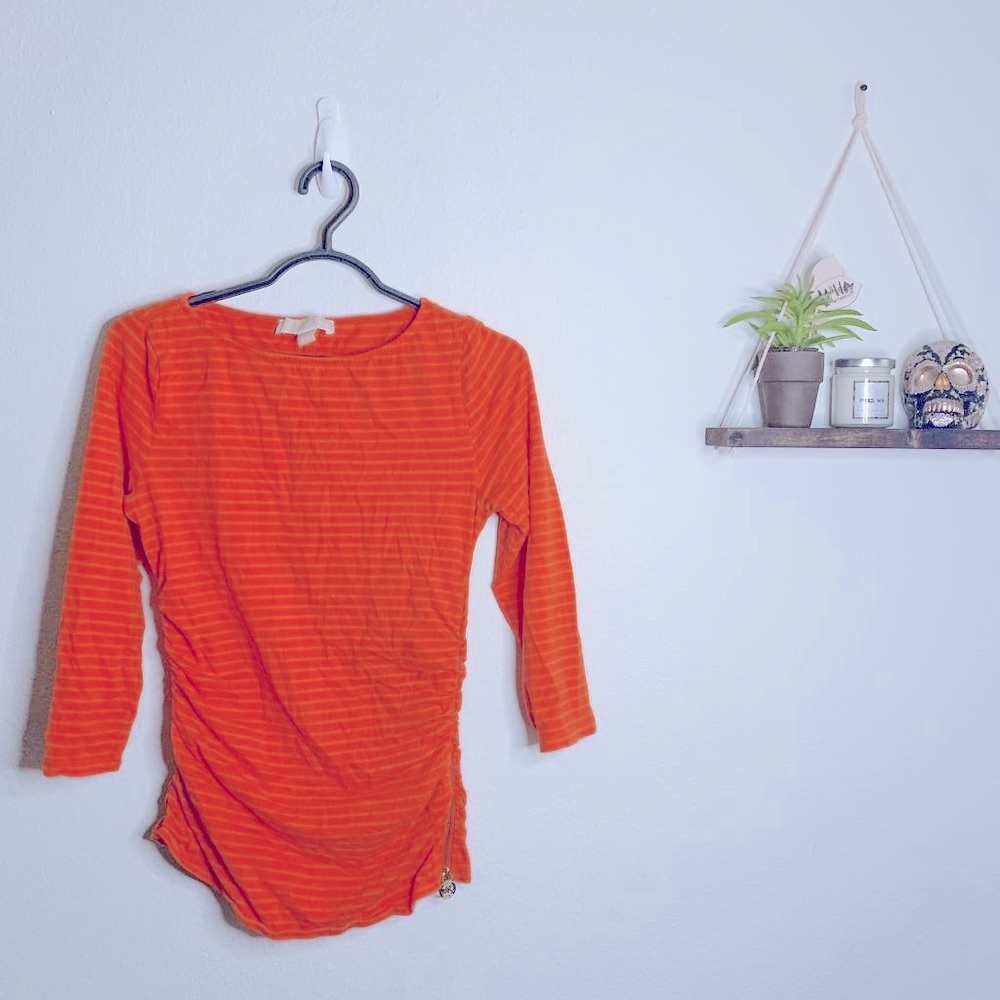 MICHAEL KORS orange stripped shirt
